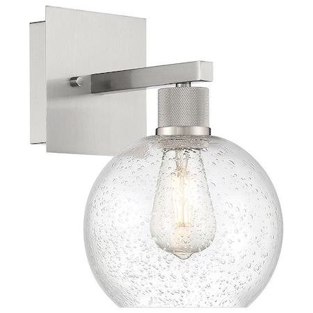 Access Lighting Port Nine Burgundy, Burgundy LED Wall Sconce, Brushed Steel Finish, Seeded Glass 63145LEDDLP-BS/SDG